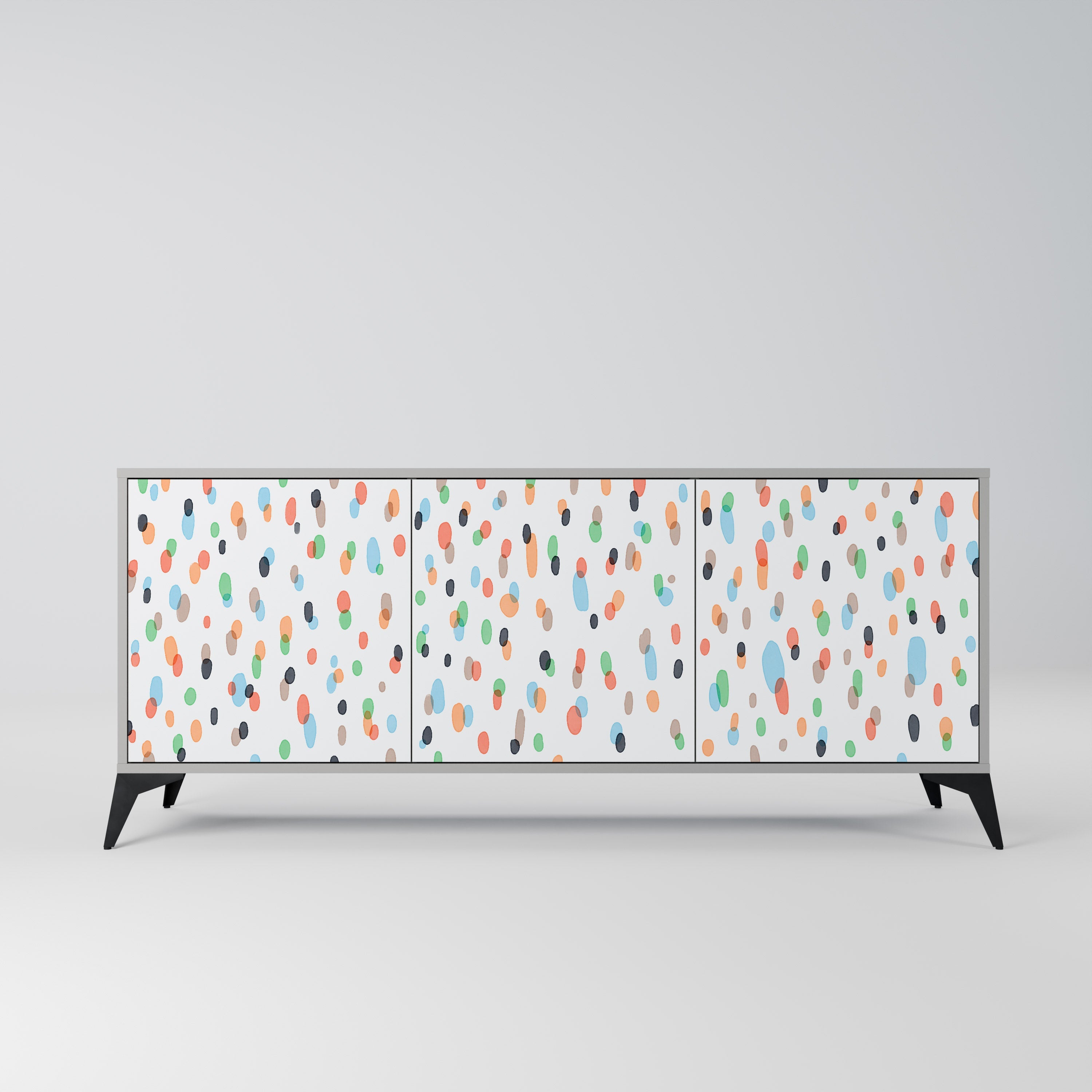 ENERGETIC SPOTS 3-Door Sideboard in Grey Finish