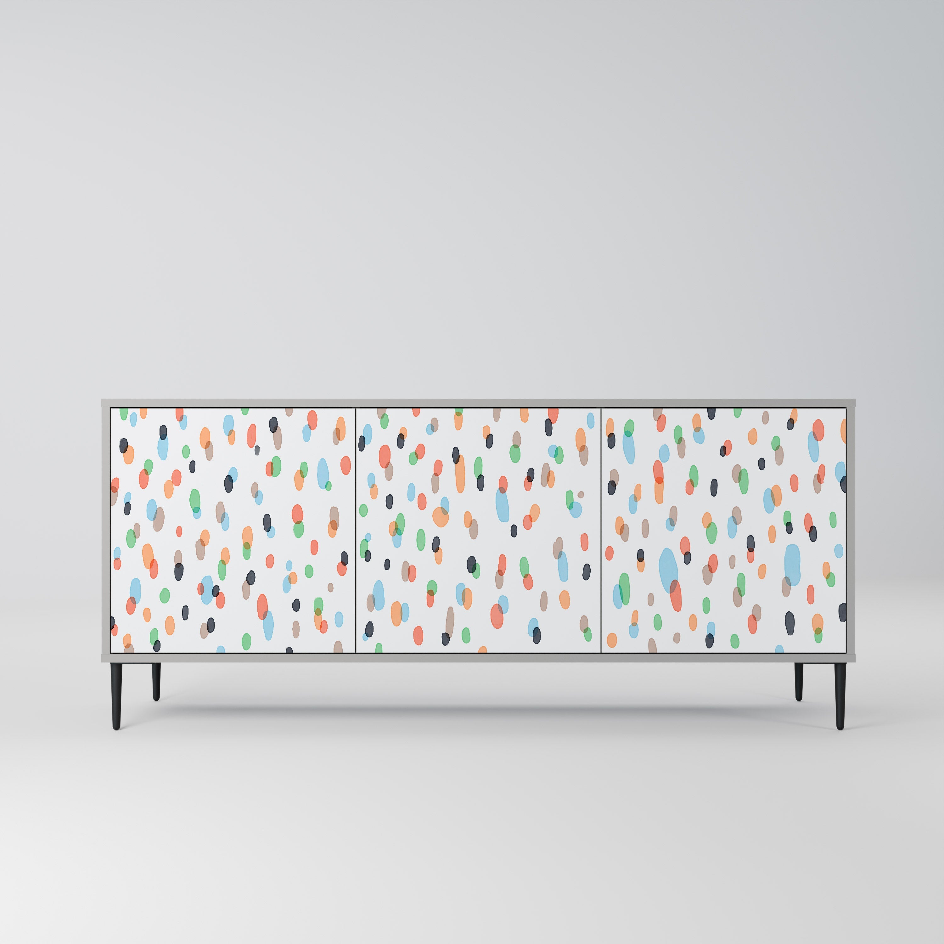 ENERGETIC SPOTS 3-Door Sideboard in Grey Finish