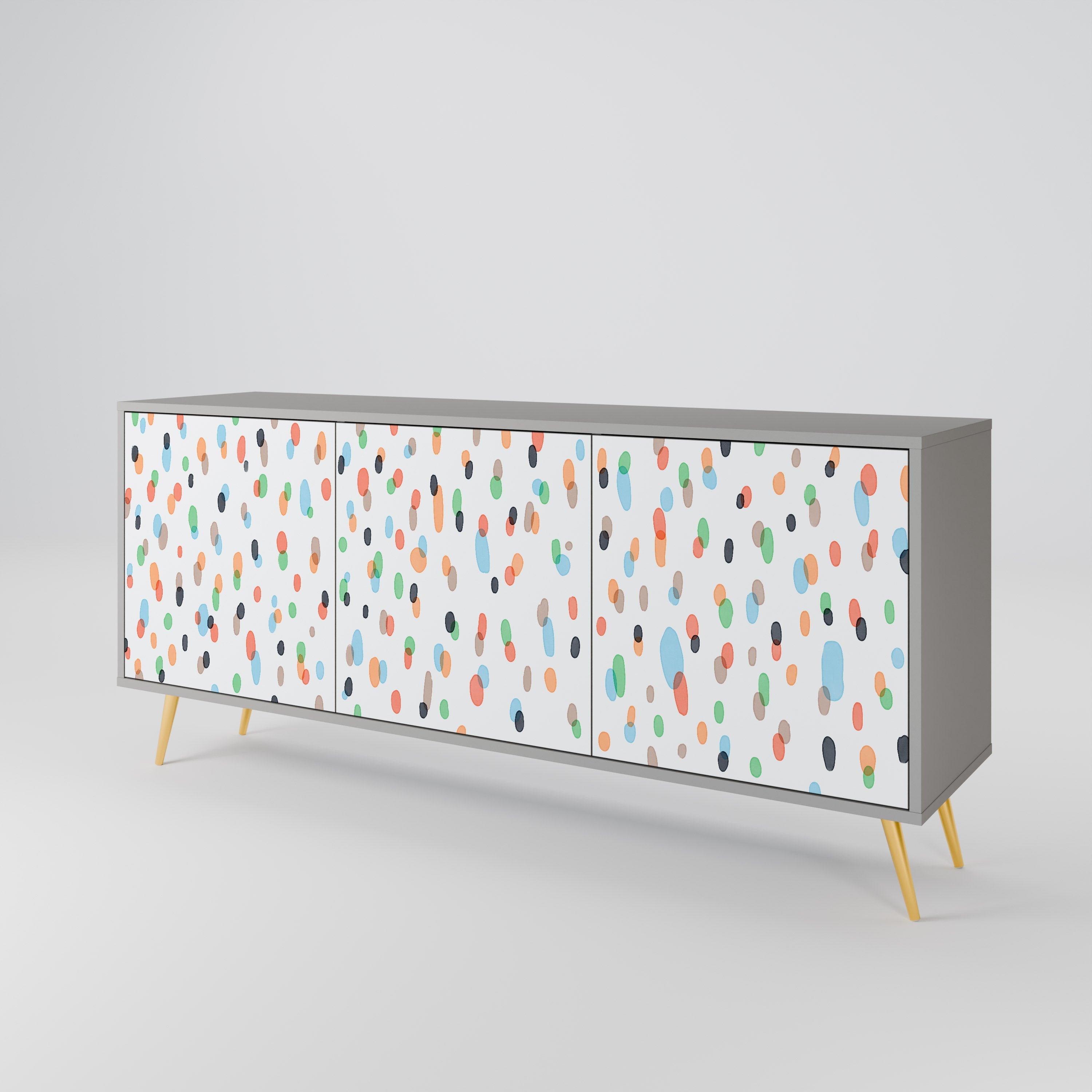 ENERGETIC SPOTS 3-Door Sideboard in Grey Finish
