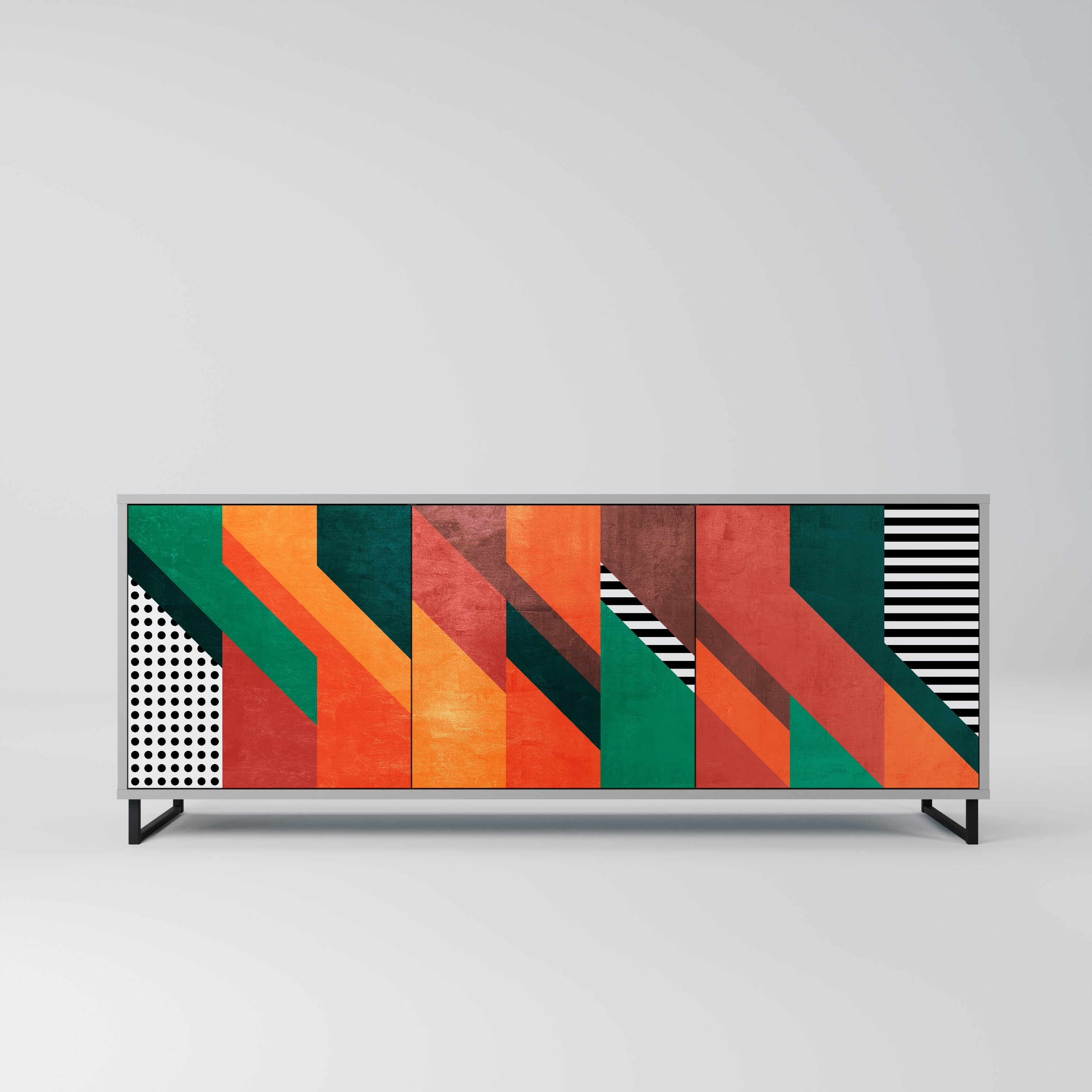 MAKESHIFT ARTISTRY 3-Door Sideboard in Grey Finish