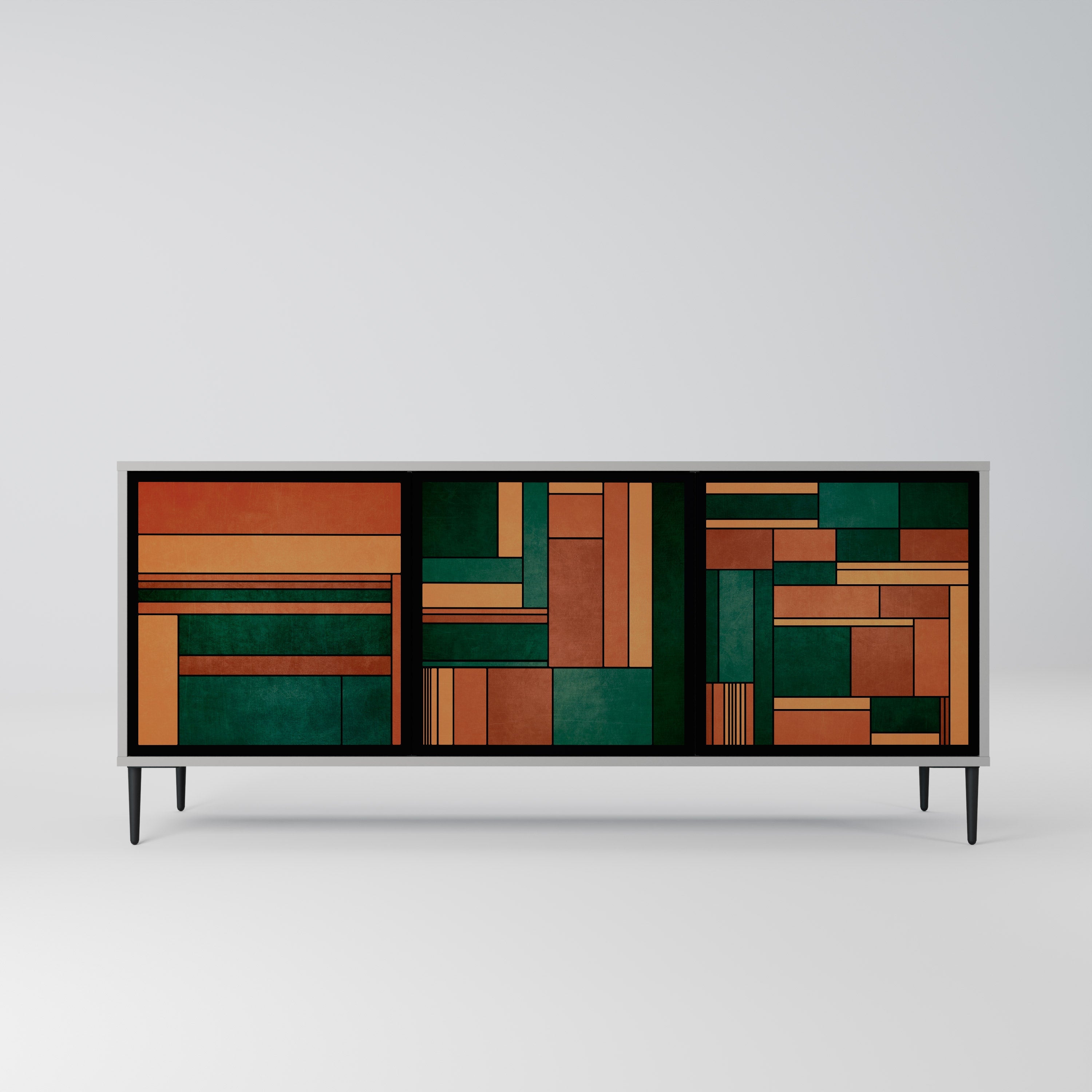 EARTHY FIGURES 3-Door Sideboard in Grey Finish