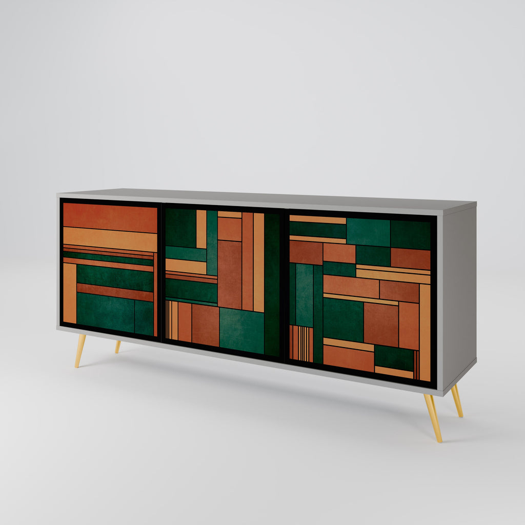 EARTHY FIGURES 3-Door Sideboard in Grey Finish