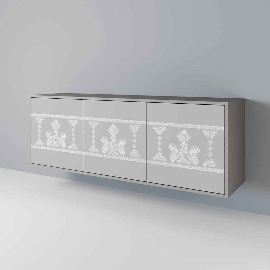 THAI GRAY 3-Door Sideboard in Grey Finish