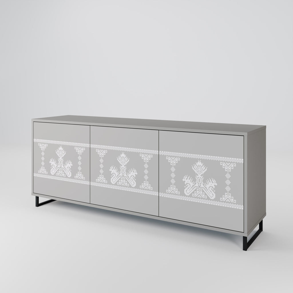 THAI GRAY 3-Door Sideboard in Grey Finish