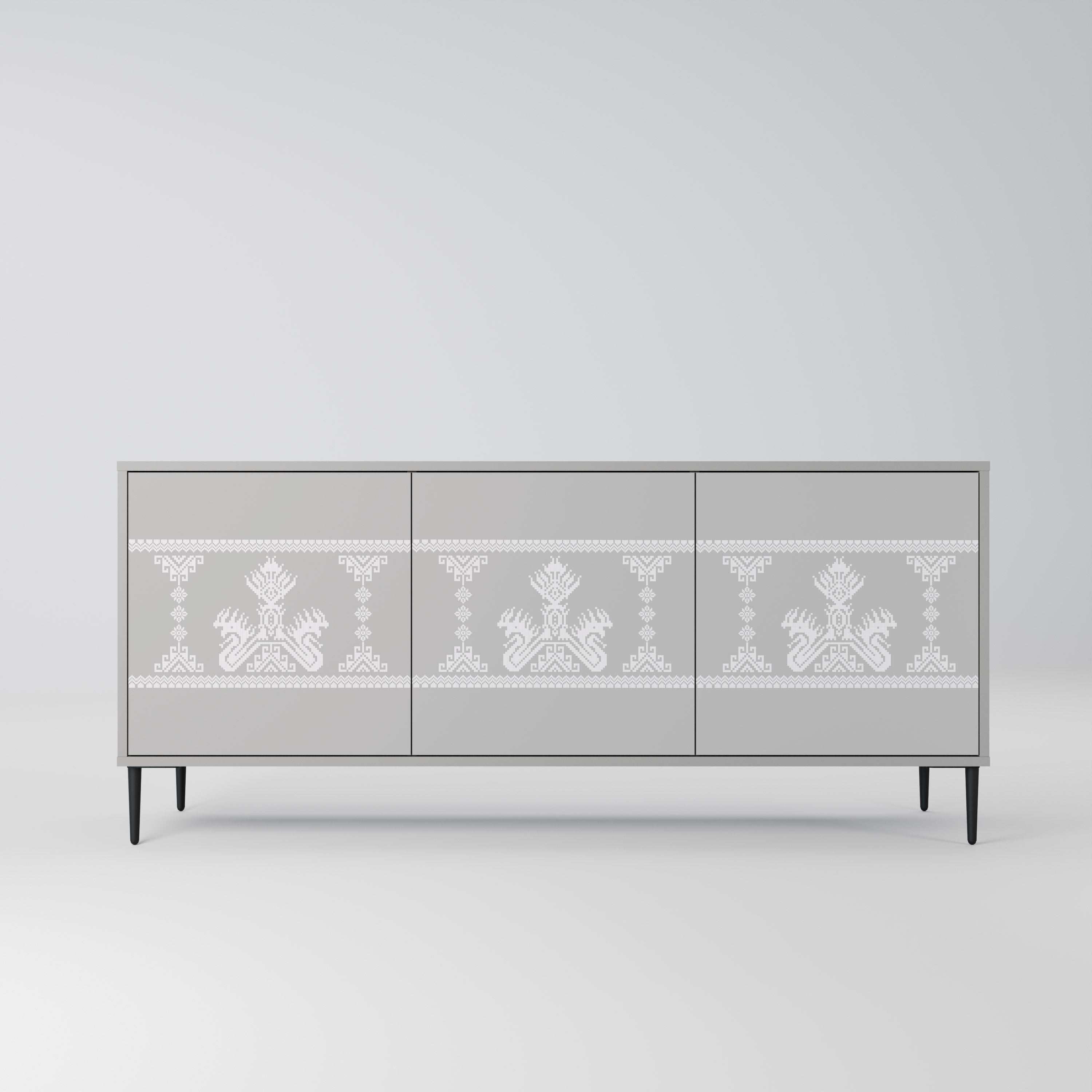 THAI GRAY 3-Door Sideboard in Grey Finish