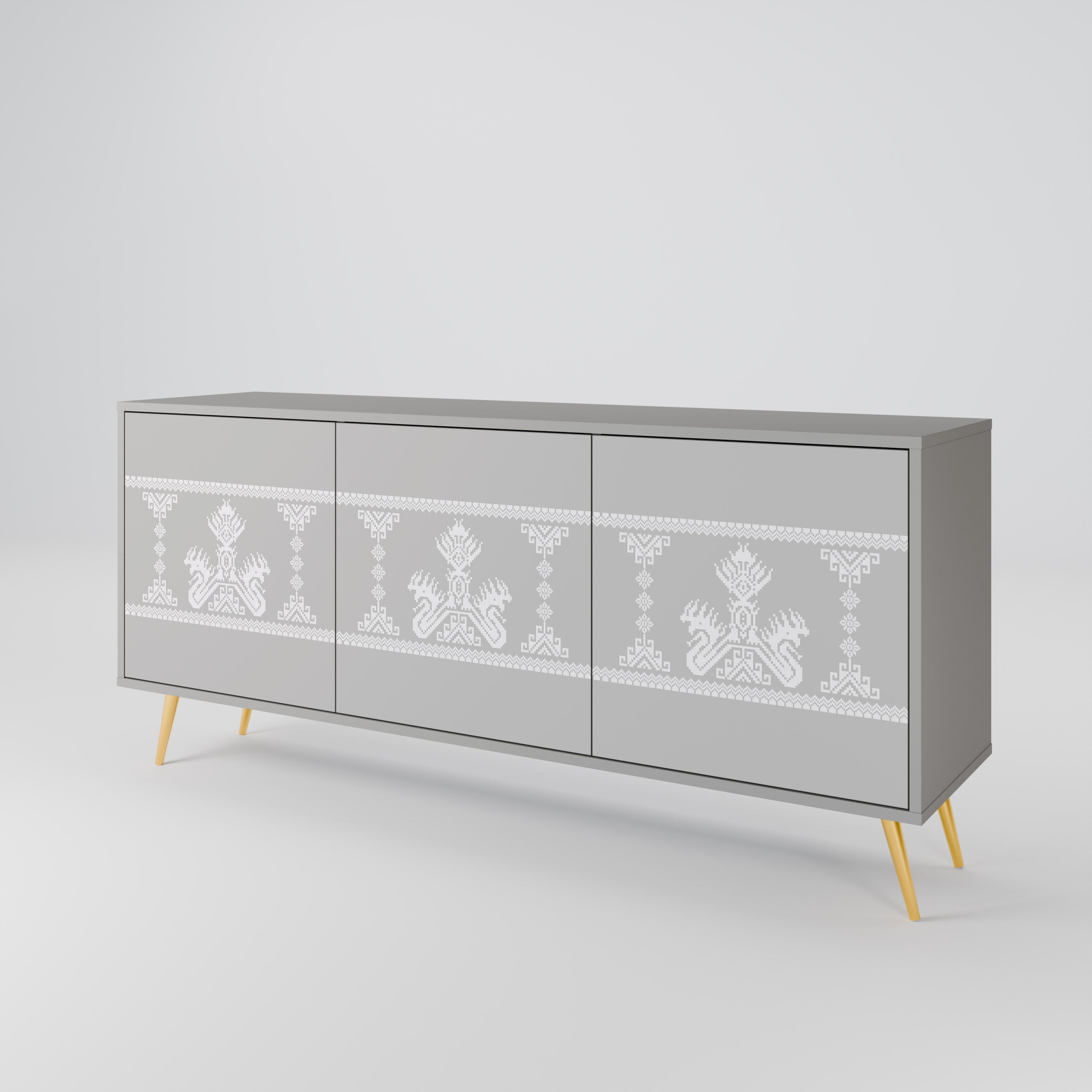 THAI GRAY 3-Door Sideboard in Grey Finish