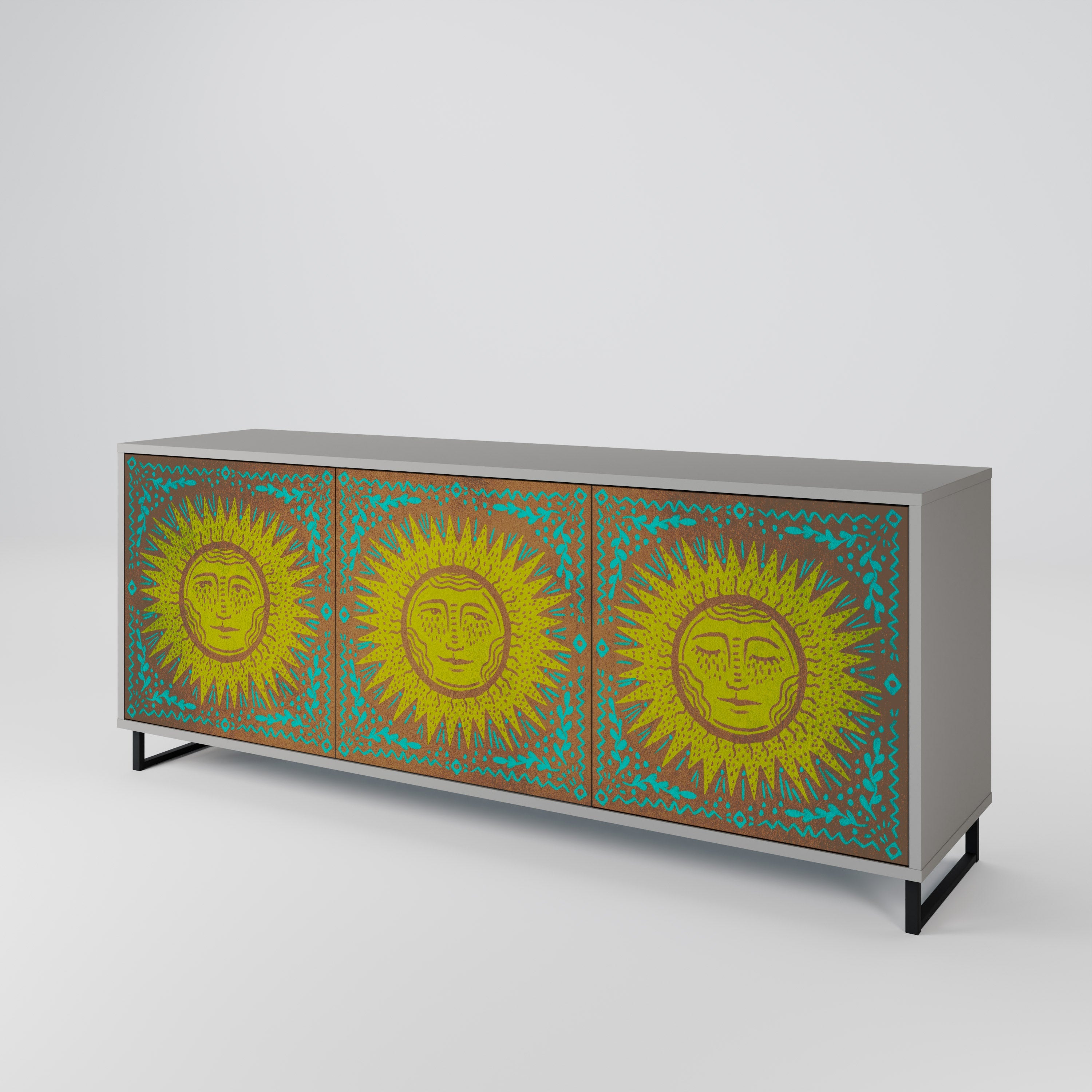 SUNSHINE EULOGY 3-Door Sideboard in Grey Finish