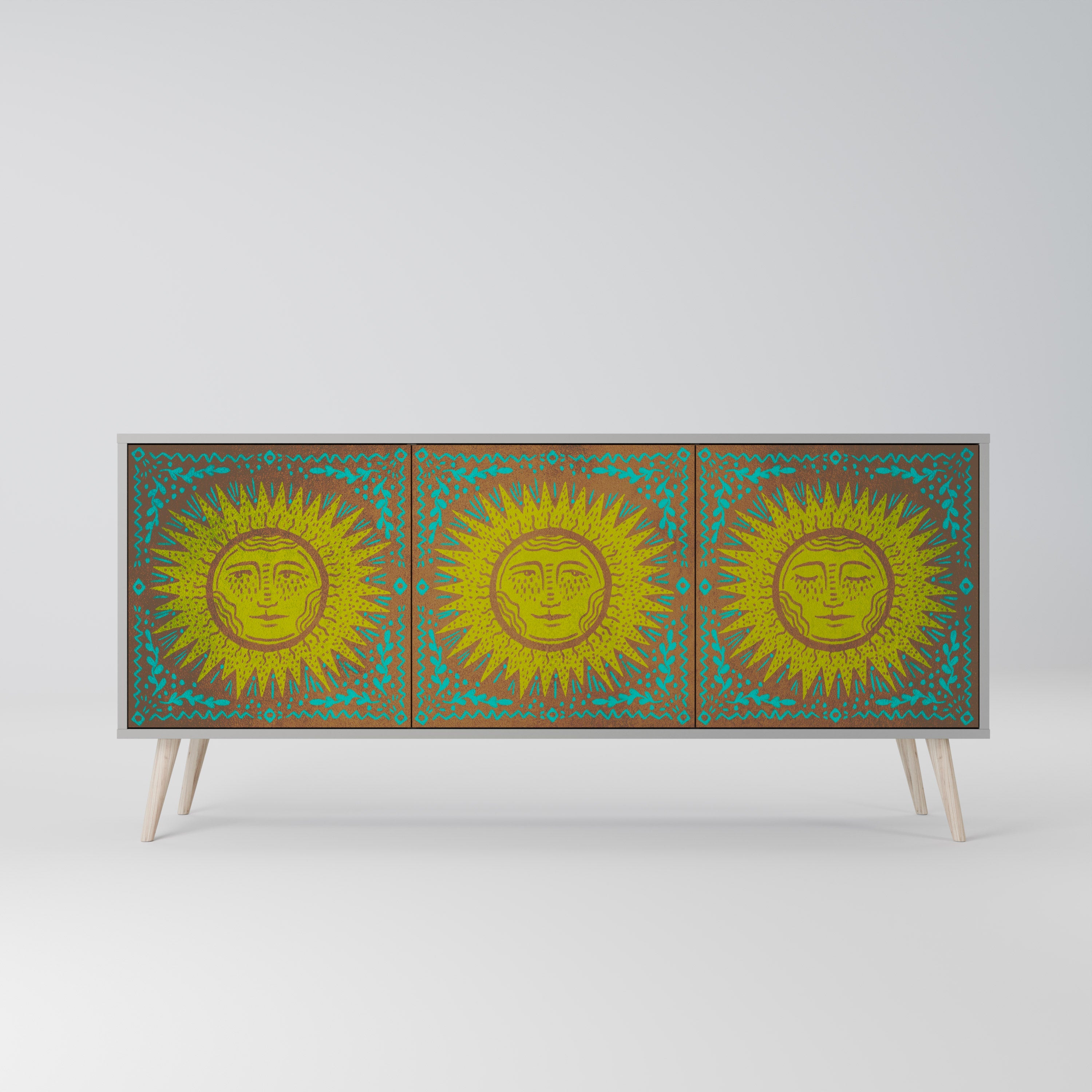 SUNSHINE EULOGY 3-Door Sideboard in Grey Finish