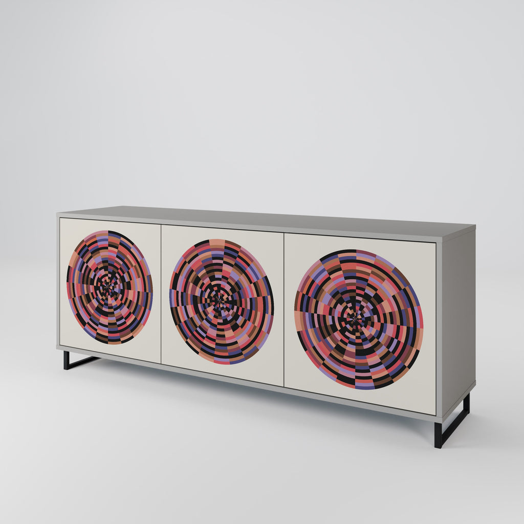 BROWN CIRCLES 3-Door Sideboard in Grey Finish