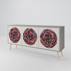 BROWN CIRCLES 3-Door Sideboard in Grey Finish