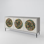 GREEN CIRCLES 3-Door Sideboard in Grey Finish