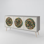 GREEN CIRCLES 3-Door Sideboard in Grey Finish