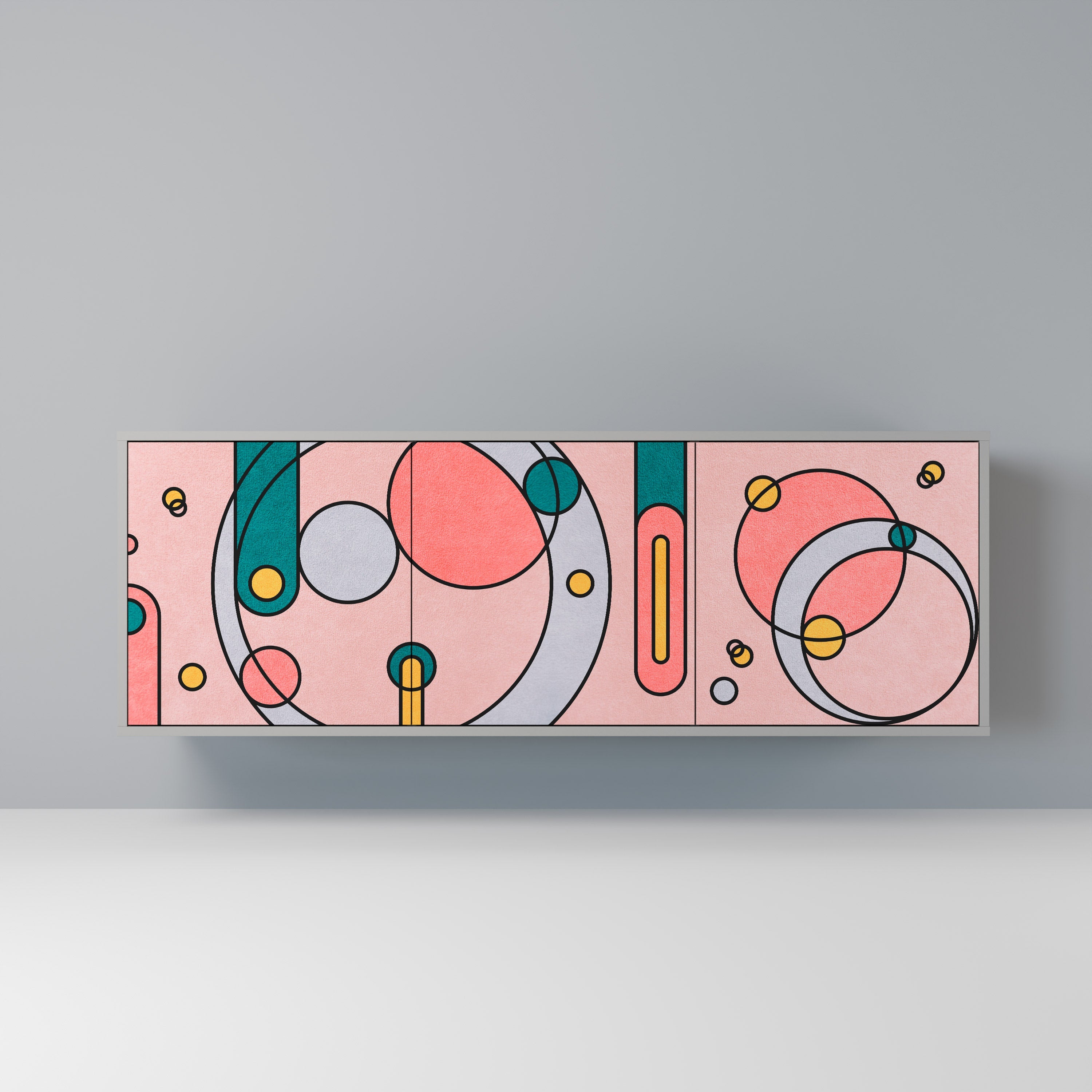 GOSSAMER ECHOES 3-Door Sideboard in Grey Finish