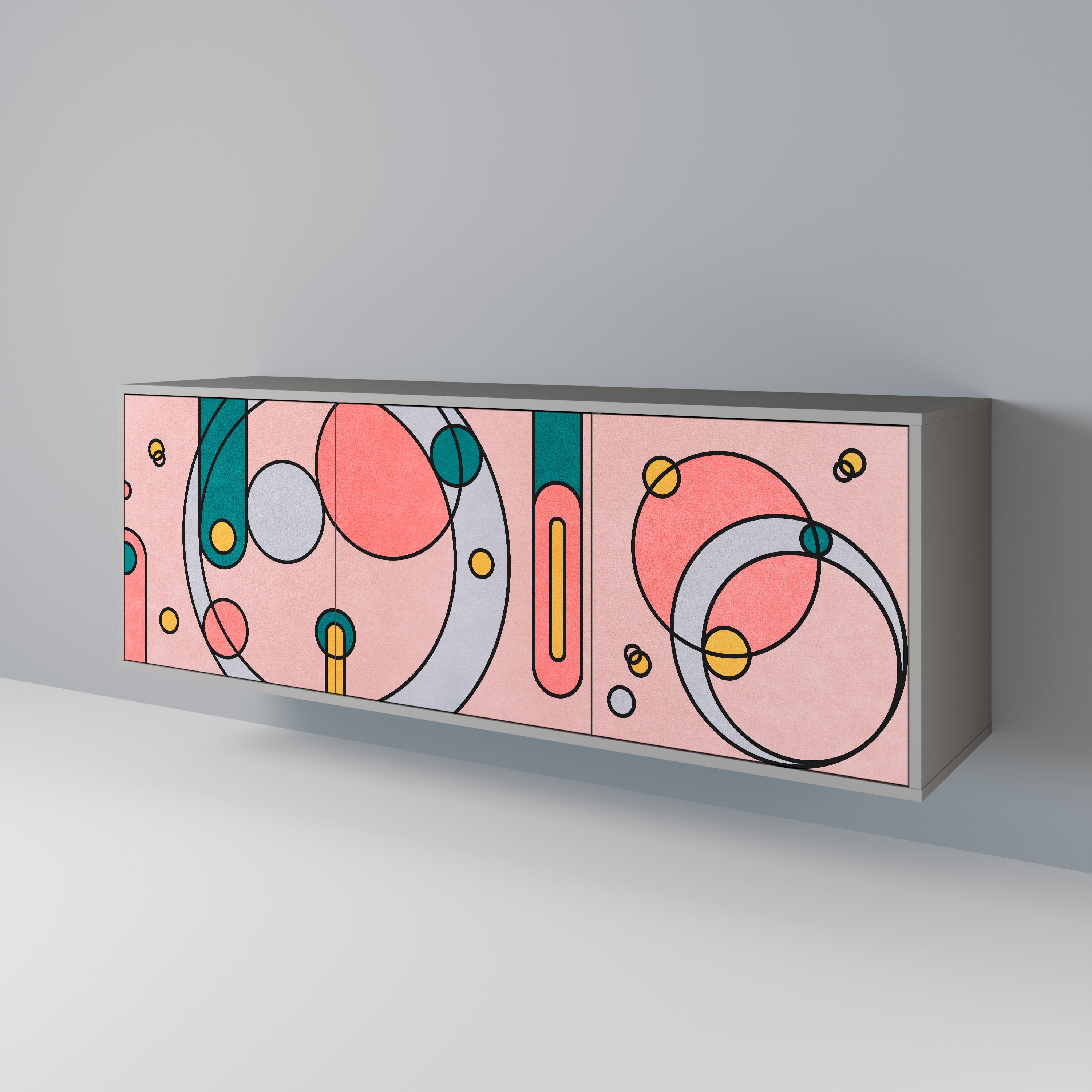 GOSSAMER ECHOES 3-Door Sideboard in Grey Finish