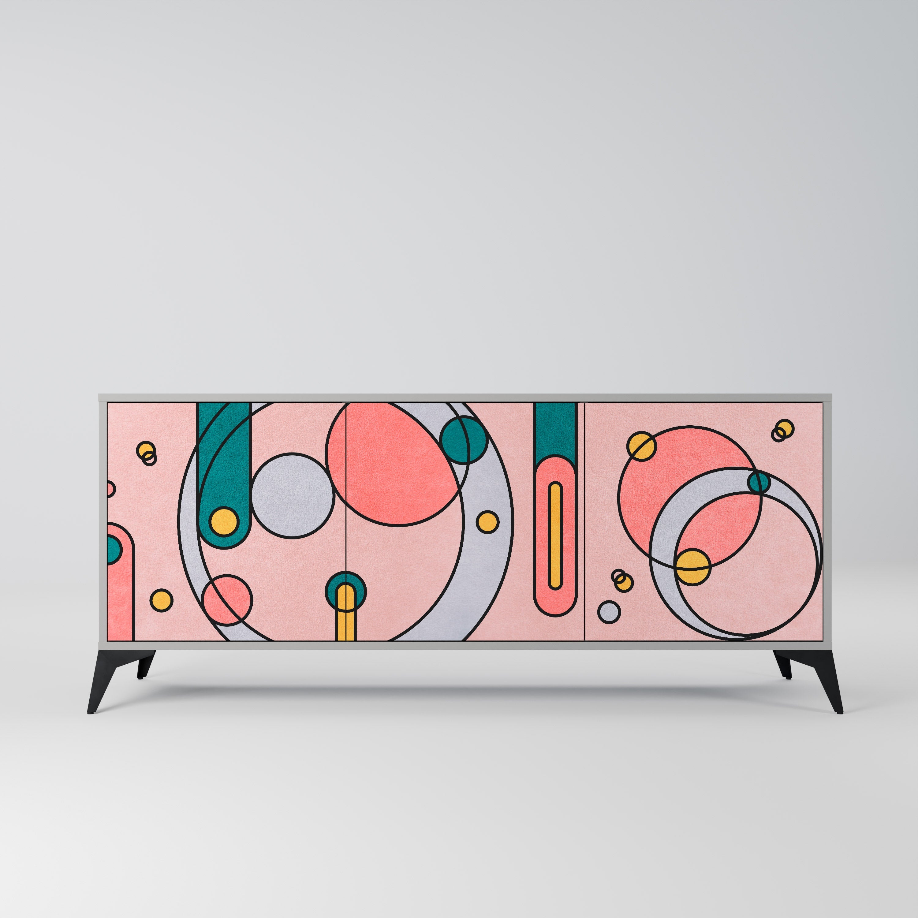 GOSSAMER ECHOES 3-Door Sideboard in Grey Finish