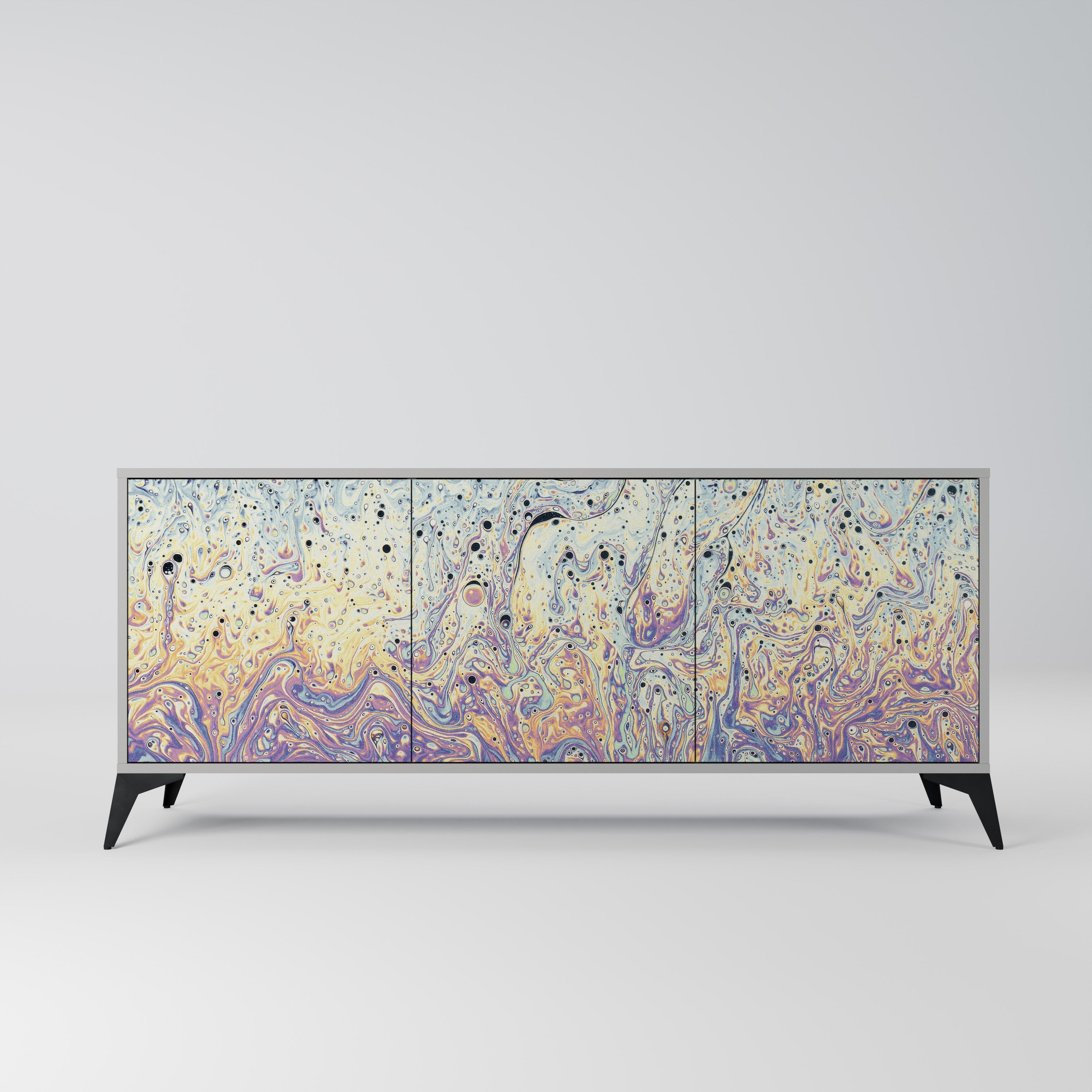 MOSAIC OF COLORS 3-Door Sideboard in Grey Finish
