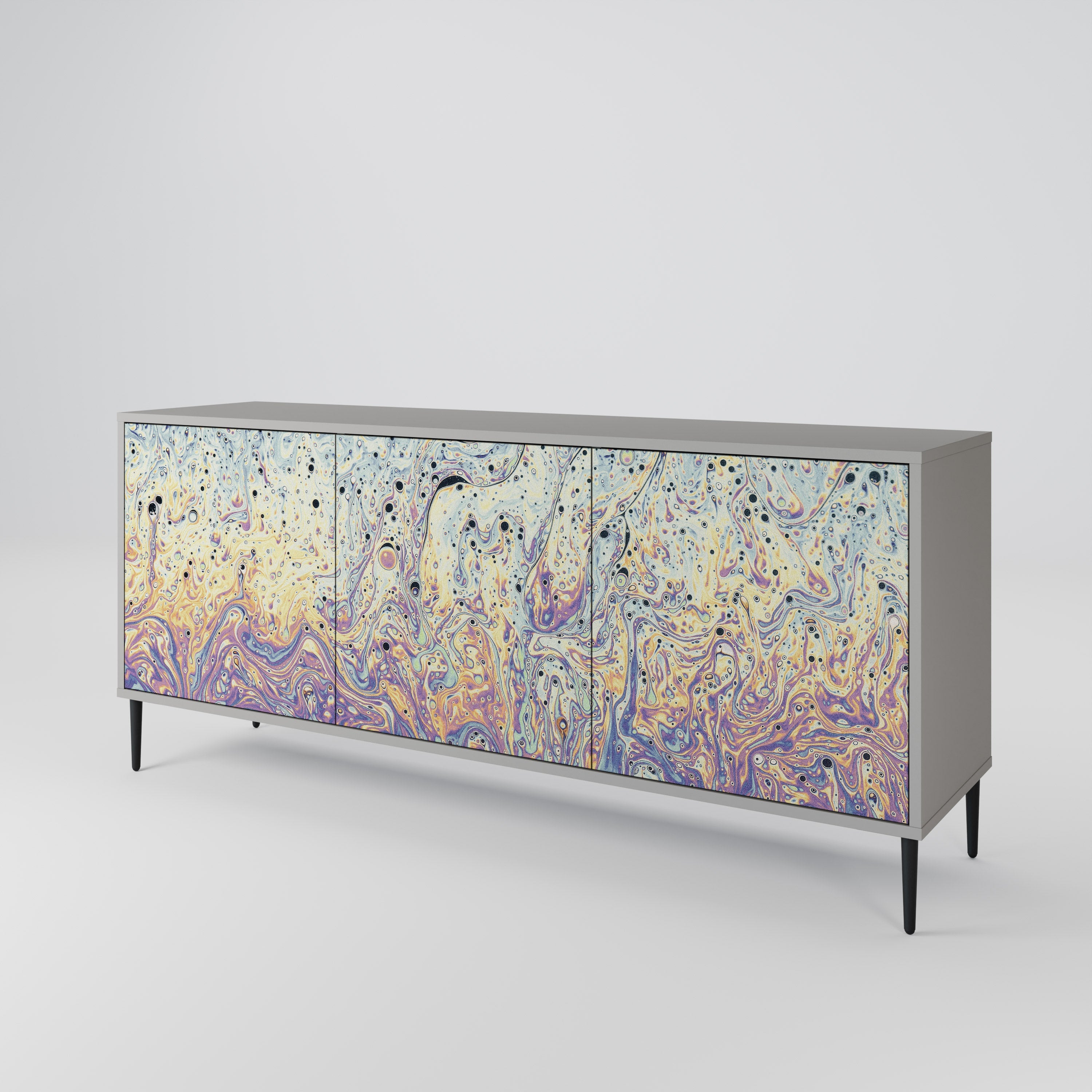 MOSAIC OF COLORS 3-Door Sideboard in Grey Finish