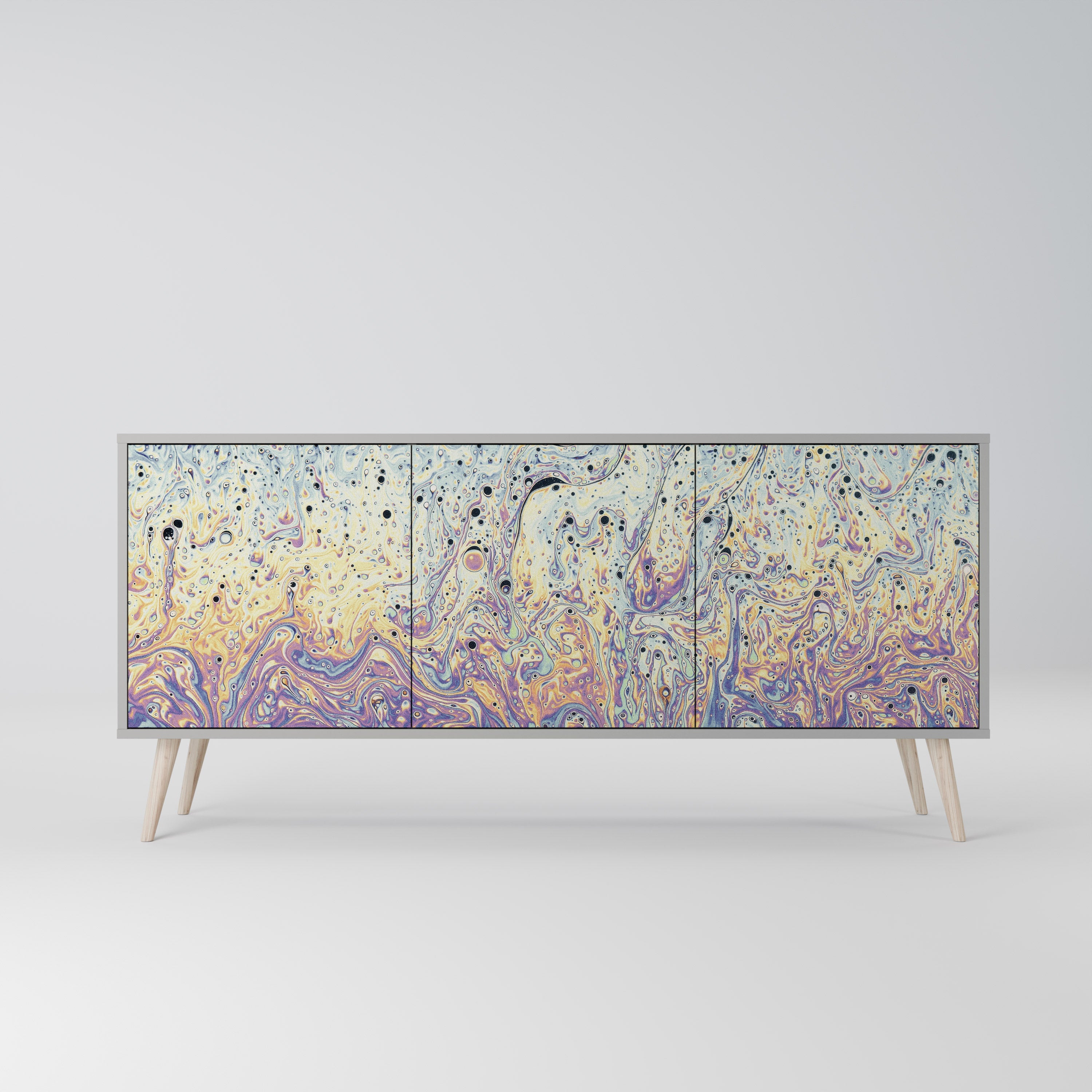MOSAIC OF COLORS 3-Door Sideboard in Grey Finish