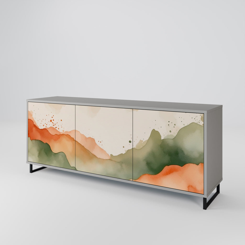 WATERCOLOUR PEAKS 3-Door Sideboard in Grey Finish