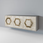 HEXAGONAL SHAPES 3-Door Sideboard in Grey Finish