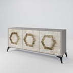 HEXAGONAL SHAPES 3-Door Sideboard in Grey Finish