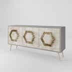 HEXAGONAL SHAPES 3-Door Sideboard in Grey Finish