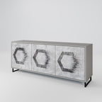 HEXAGONAL FIGURES 3-Door Sideboard in Grey Finish