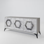 HEXAGONAL FIGURES 3-Door Sideboard in Grey Finish