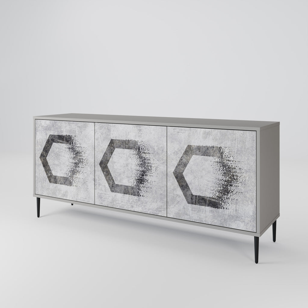 HEXAGONAL FIGURES 3-Door Sideboard in Grey Finish