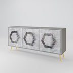 HEXAGONAL FIGURES 3-Door Sideboard in Grey Finish