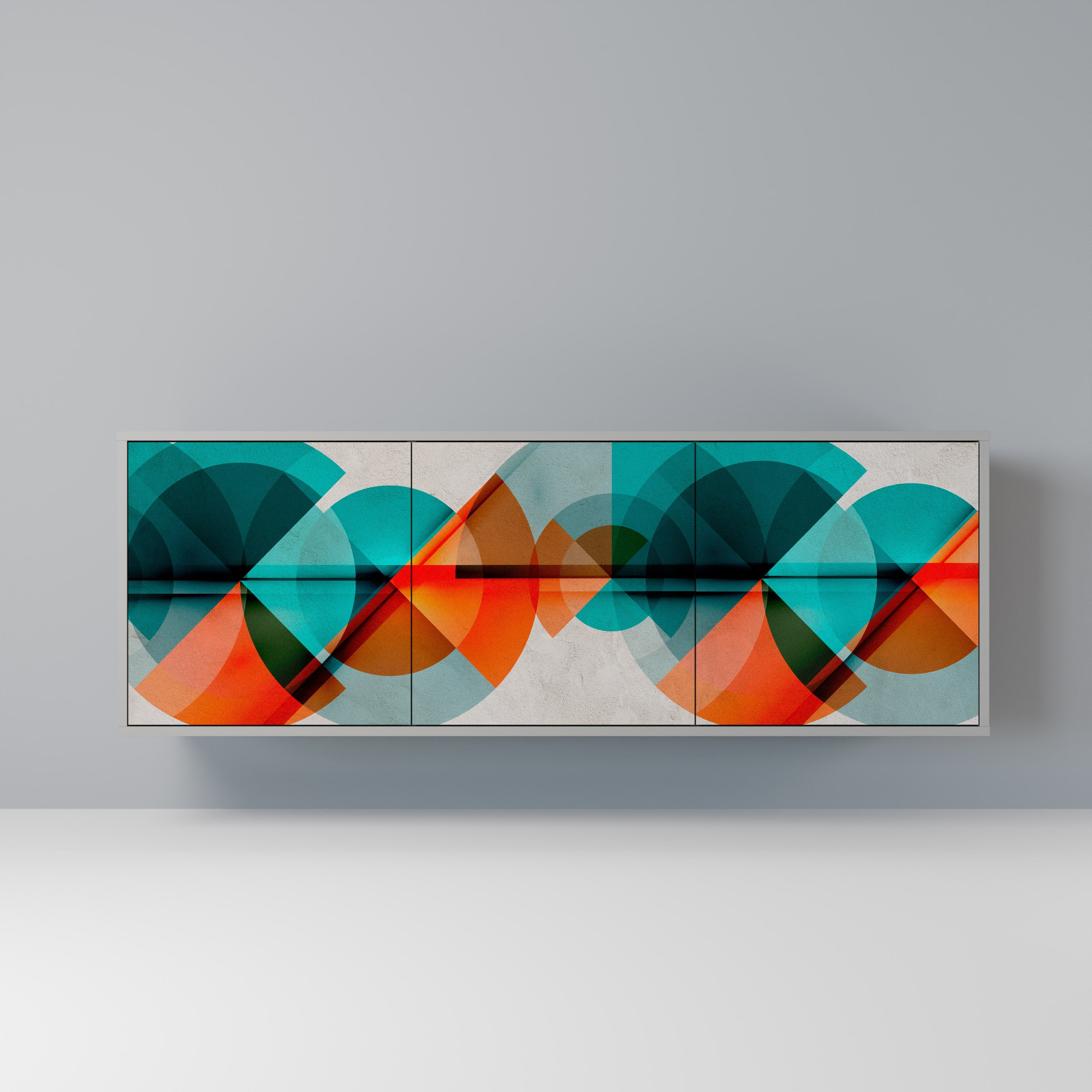 CIRCULAR RHAPSODY 3-Door Sideboard in Grey Finish