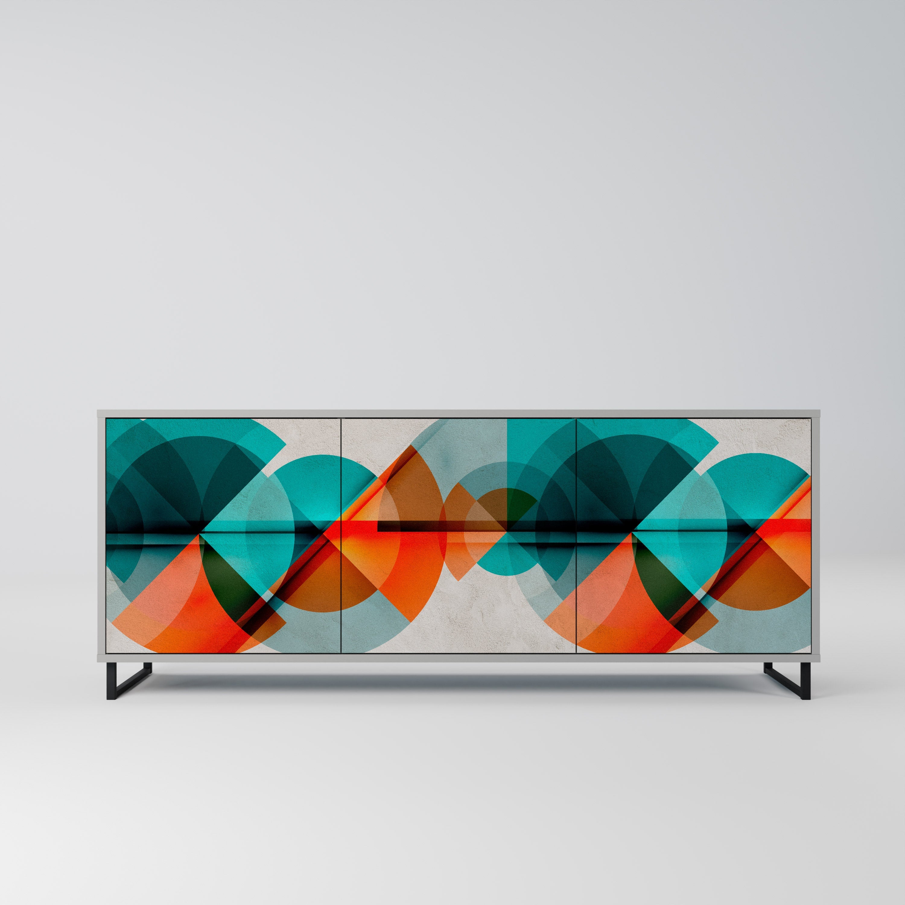 CIRCULAR RHAPSODY 3-Door Sideboard in Grey Finish