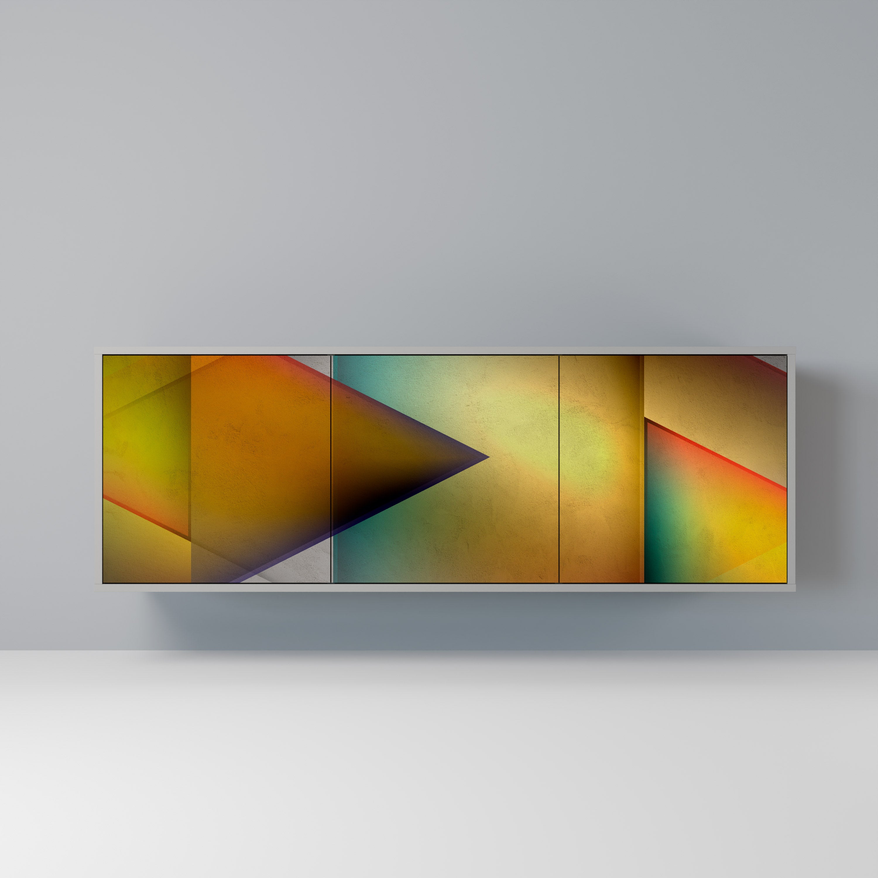 PIERCING SHARPNESS 3-Door Sideboard in Grey Finish