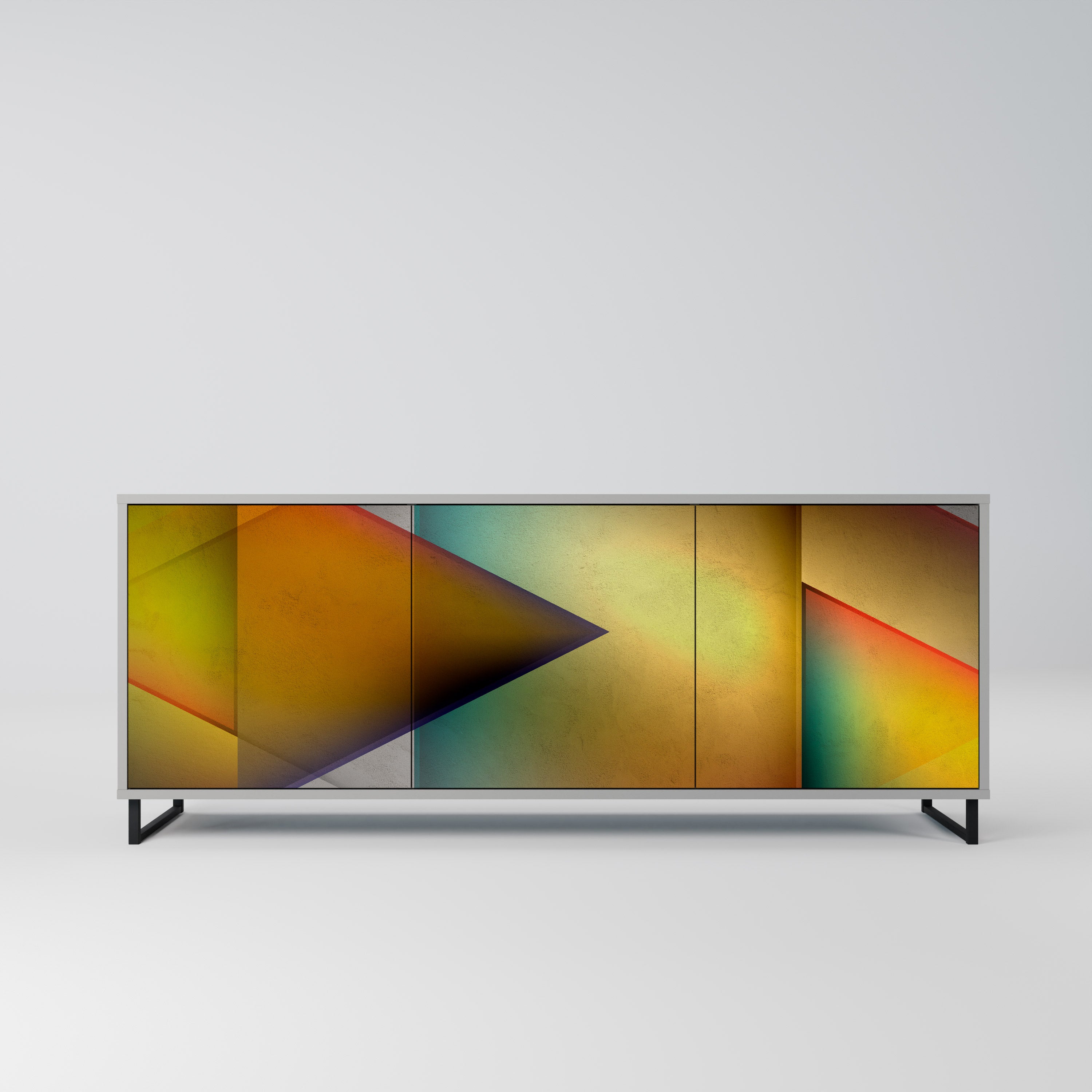 PIERCING SHARPNESS 3-Door Sideboard in Grey Finish