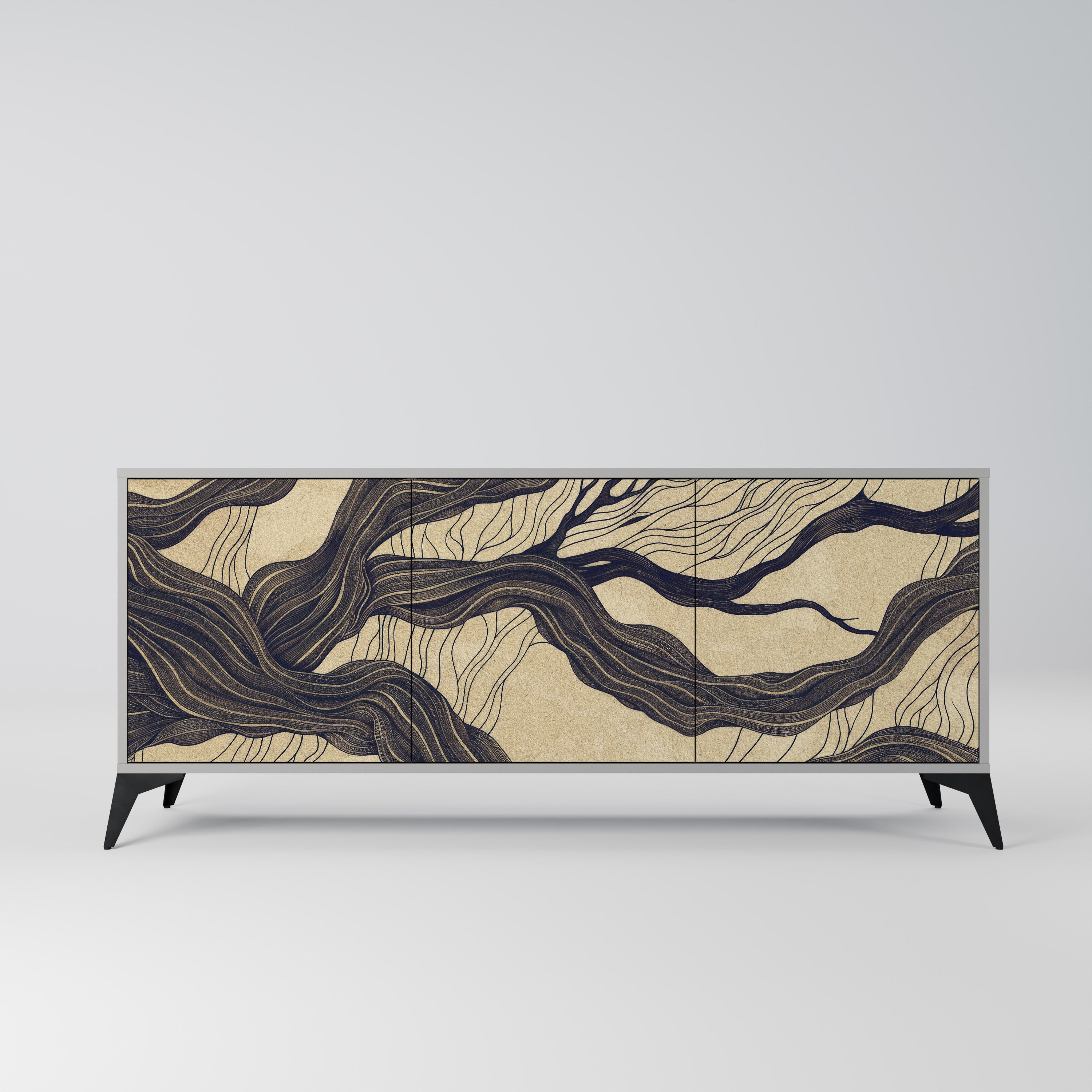 UNIFIED FRAGMENTS 3-Door Sideboard in Grey Finish