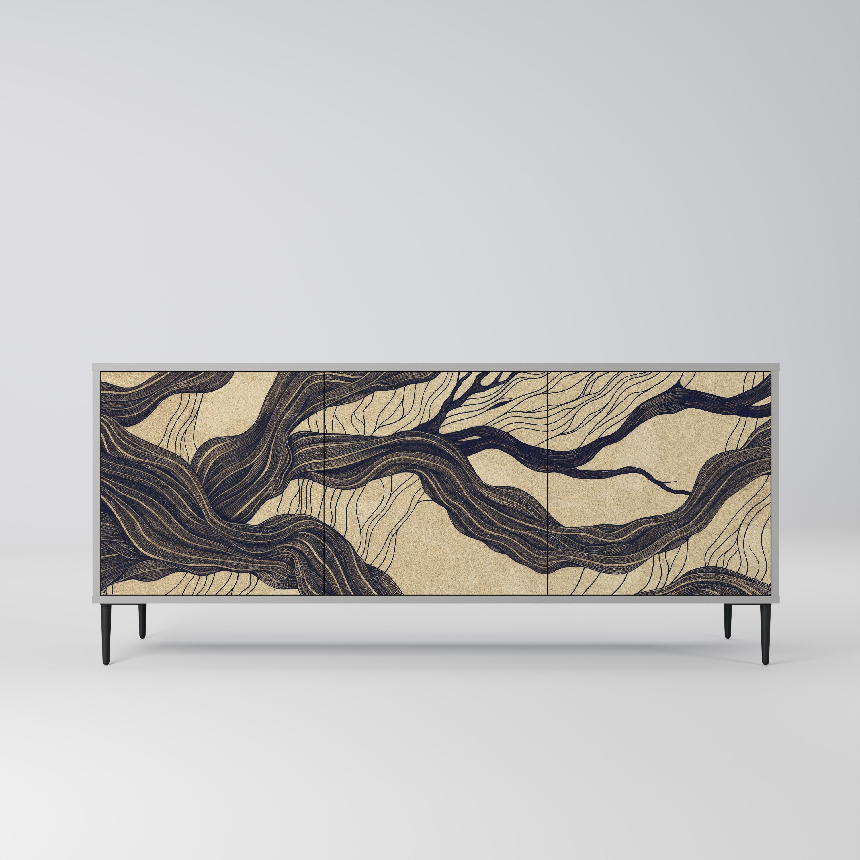 UNIFIED FRAGMENTS 3-Door Sideboard in Grey Finish