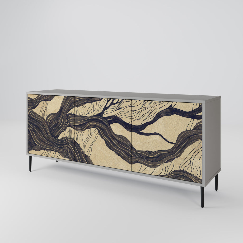 UNIFIED FRAGMENTS 3-Door Sideboard in Grey Finish