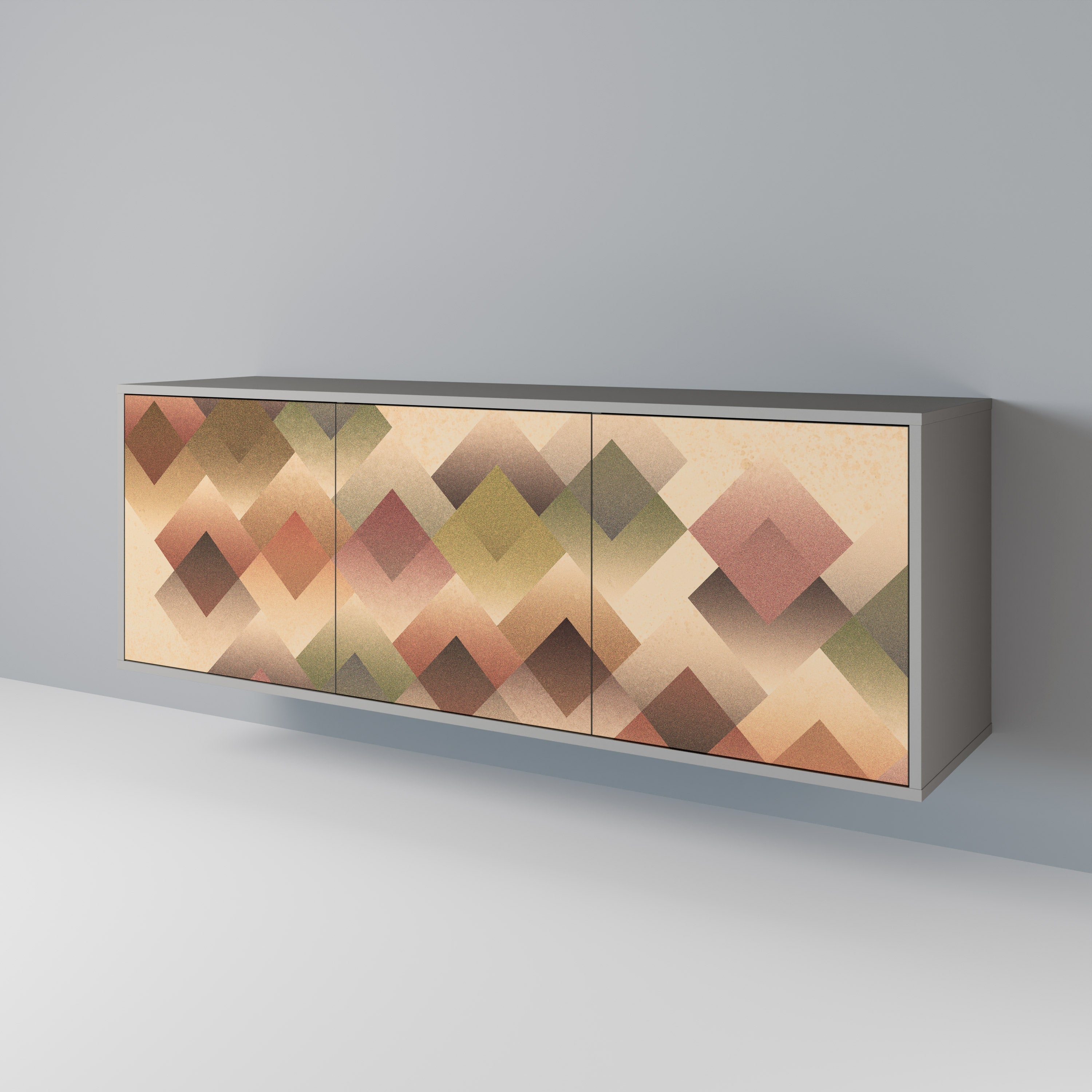 GEOMETRIC FUSION 3-Door Sideboard in Grey Finish