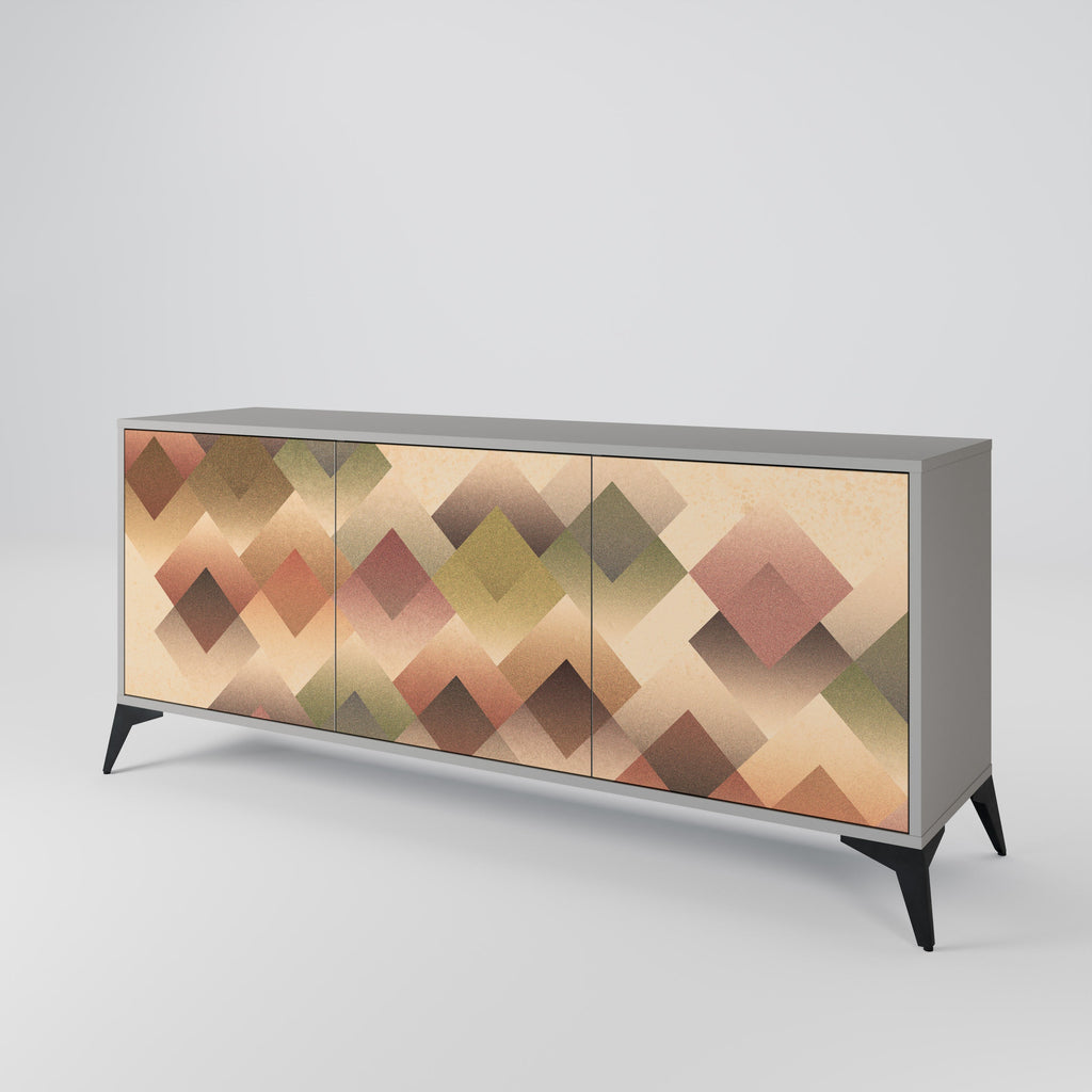 GEOMETRIC FUSION 3-Door Sideboard in Grey Finish