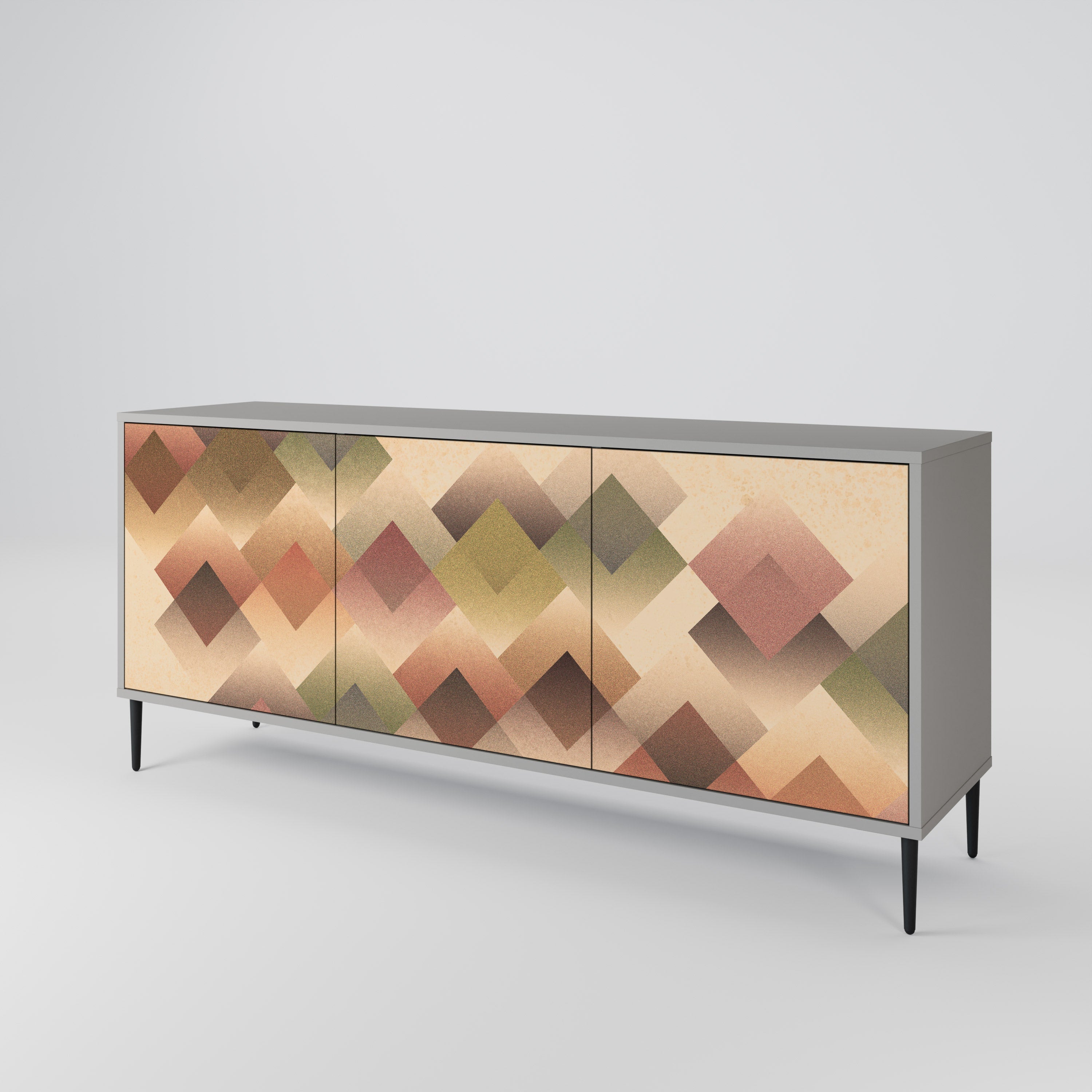 GEOMETRIC FUSION 3-Door Sideboard in Grey Finish