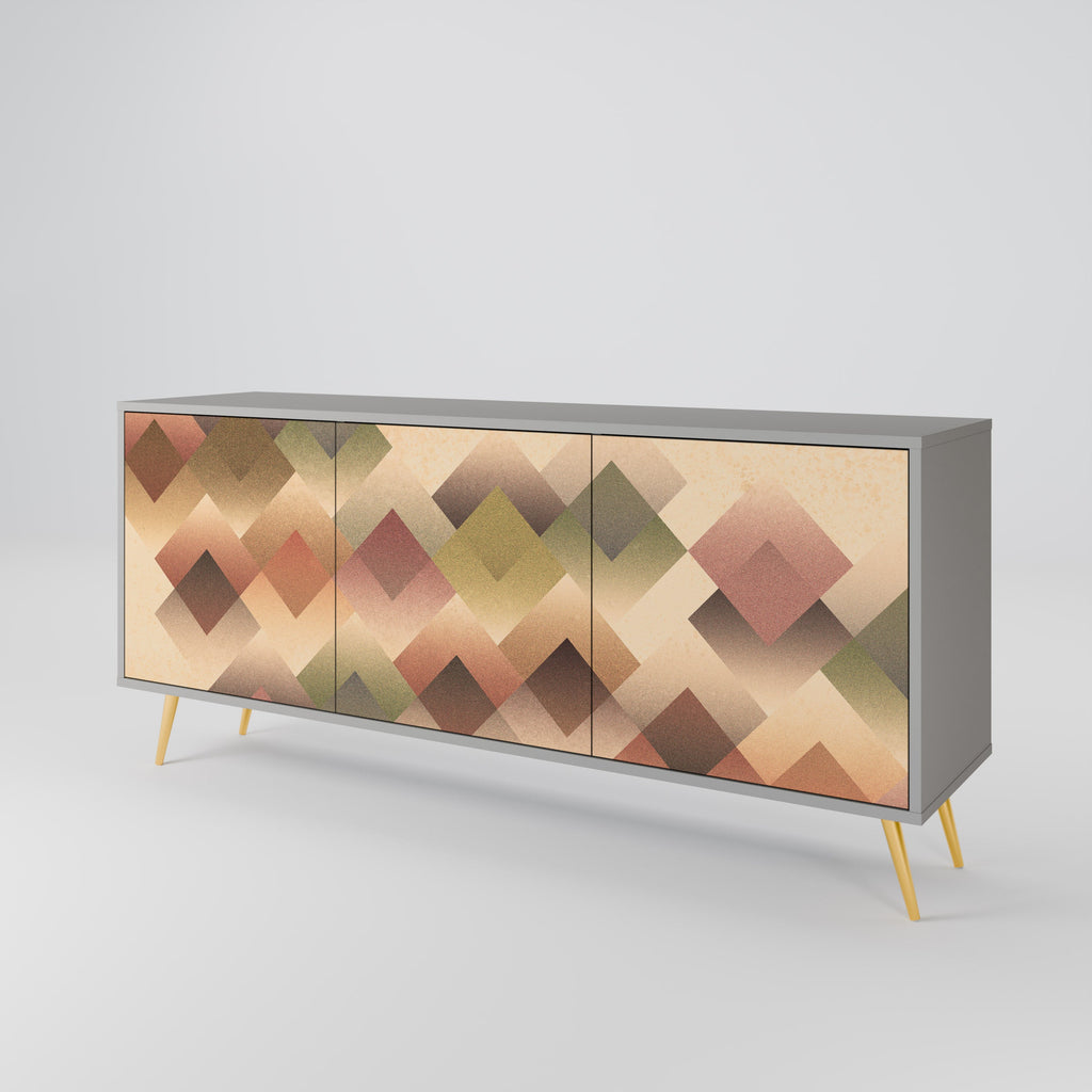 GEOMETRIC FUSION 3-Door Sideboard in Grey Finish