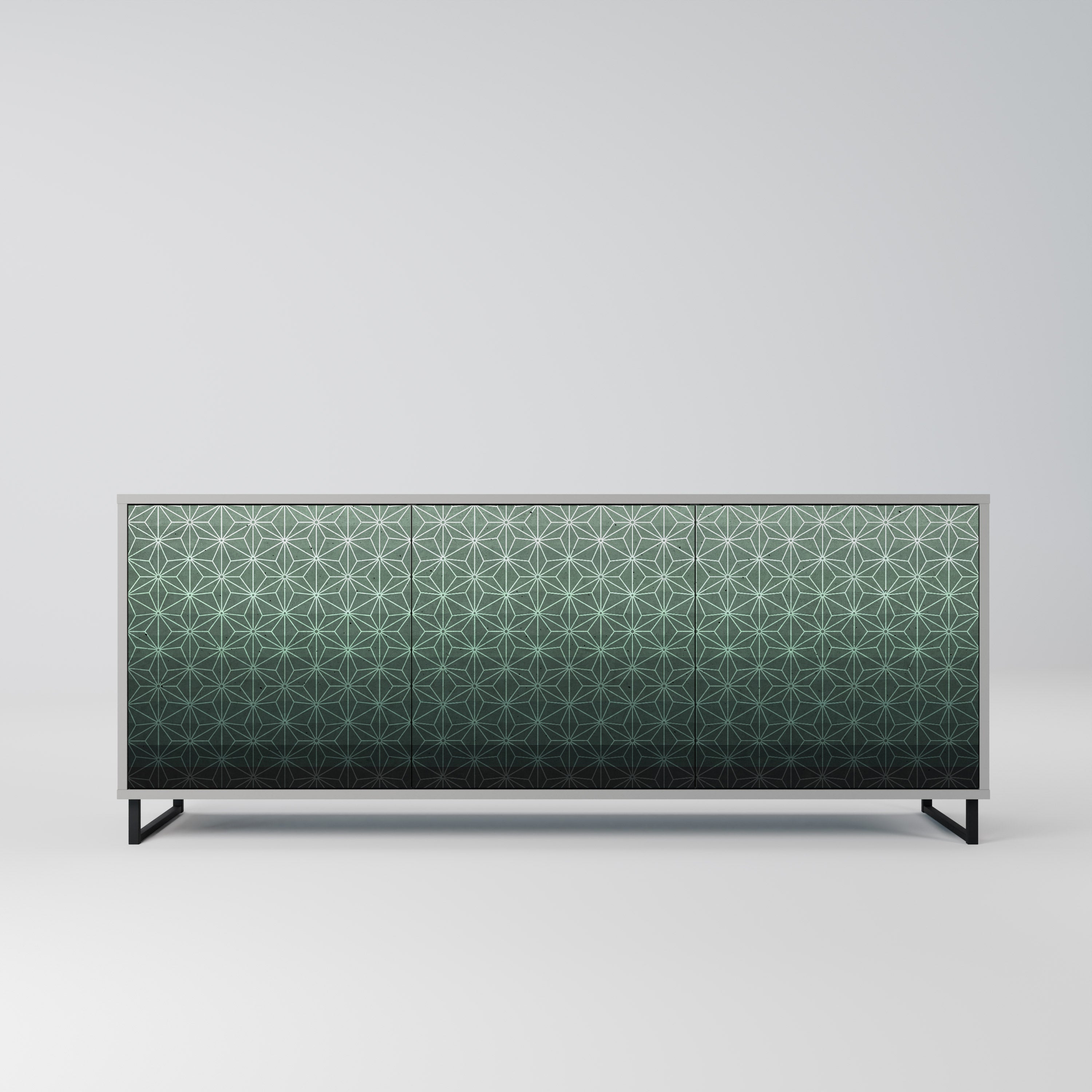 ORNAMENTAL GLIMMER 3-Door Sideboard in Grey Finish