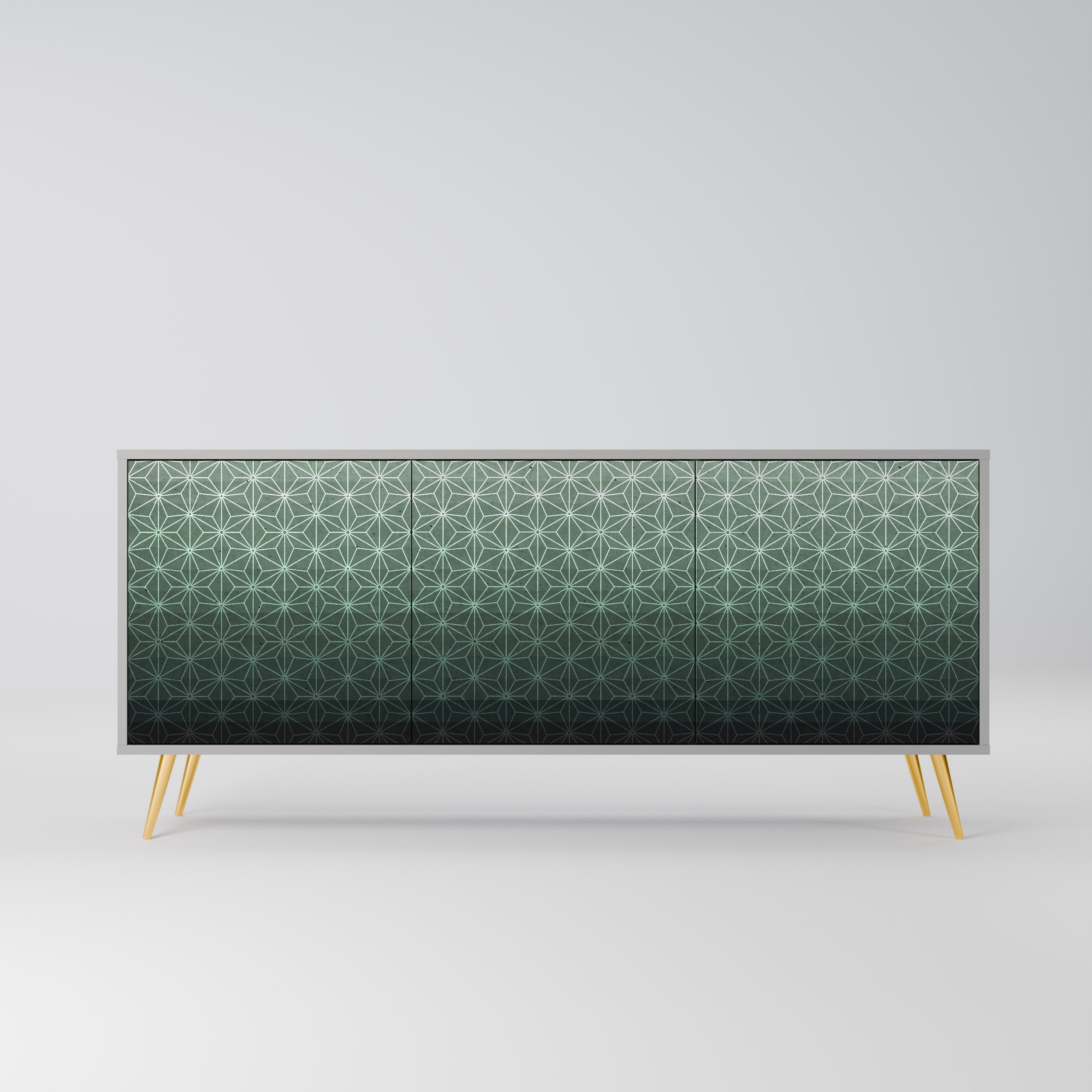 ORNAMENTAL GLIMMER 3-Door Sideboard in Grey Finish