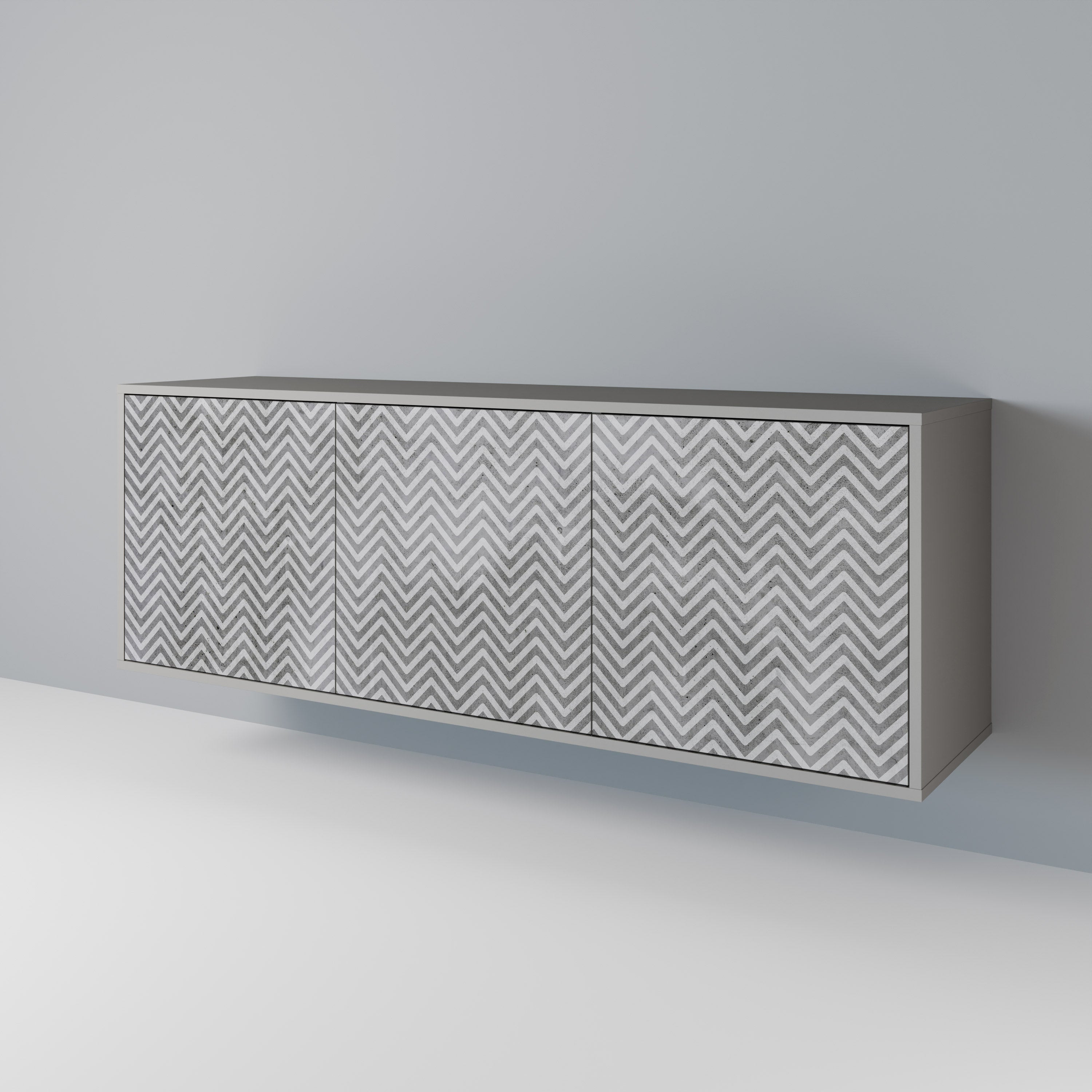CONCRETE ZIG ZAG Aparador de 3 Portas em Acabamento Cinzento