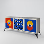GEOMETRIC EYES 3-Door Sideboard in Grey Finish