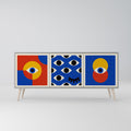 GEOMETRIC EYES 3-Door Sideboard in Grey Finish