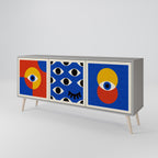 GEOMETRIC EYES 3-Door Sideboard in Grey Finish