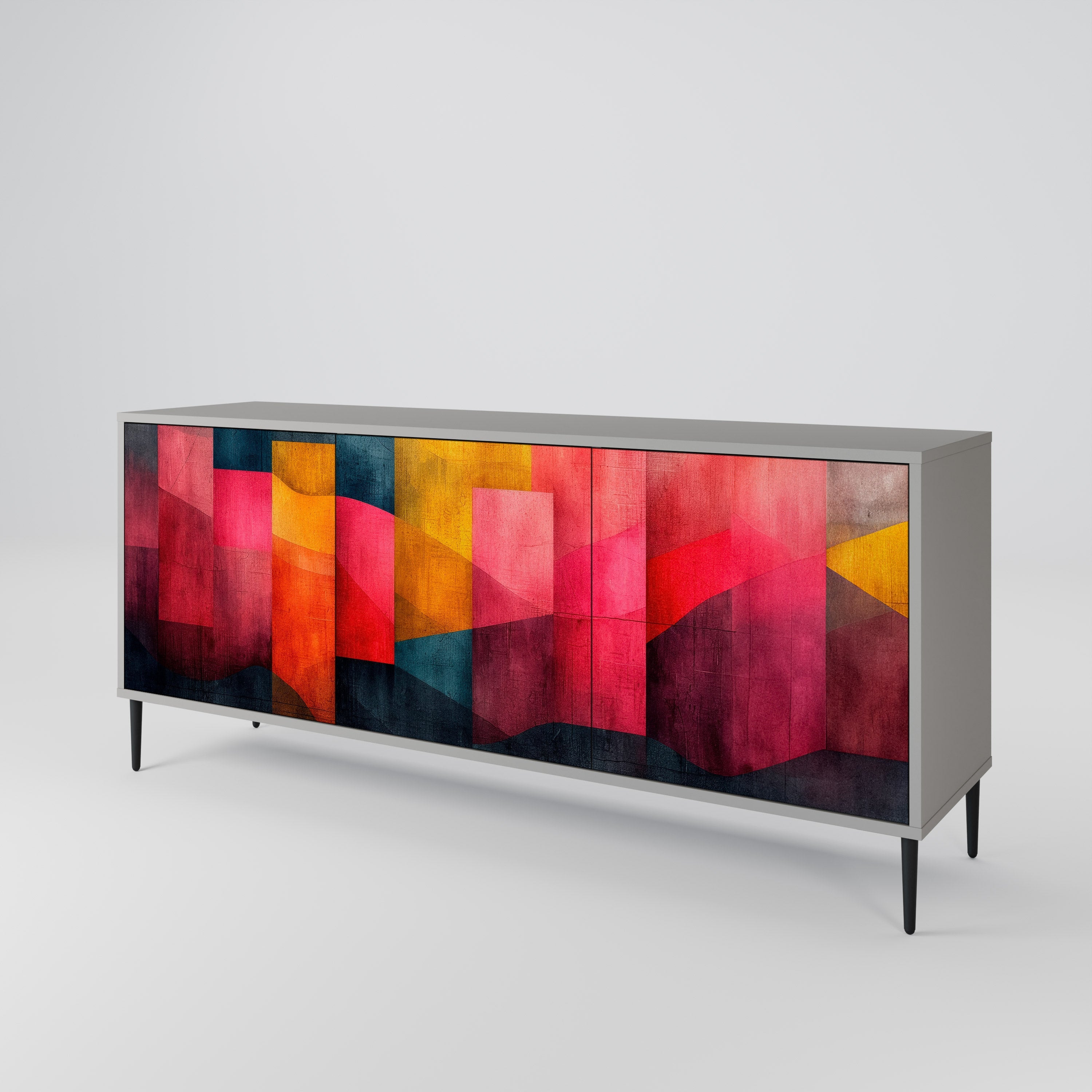 COLORFUL SOUNDS 3-Door Sideboard in Grey Finish