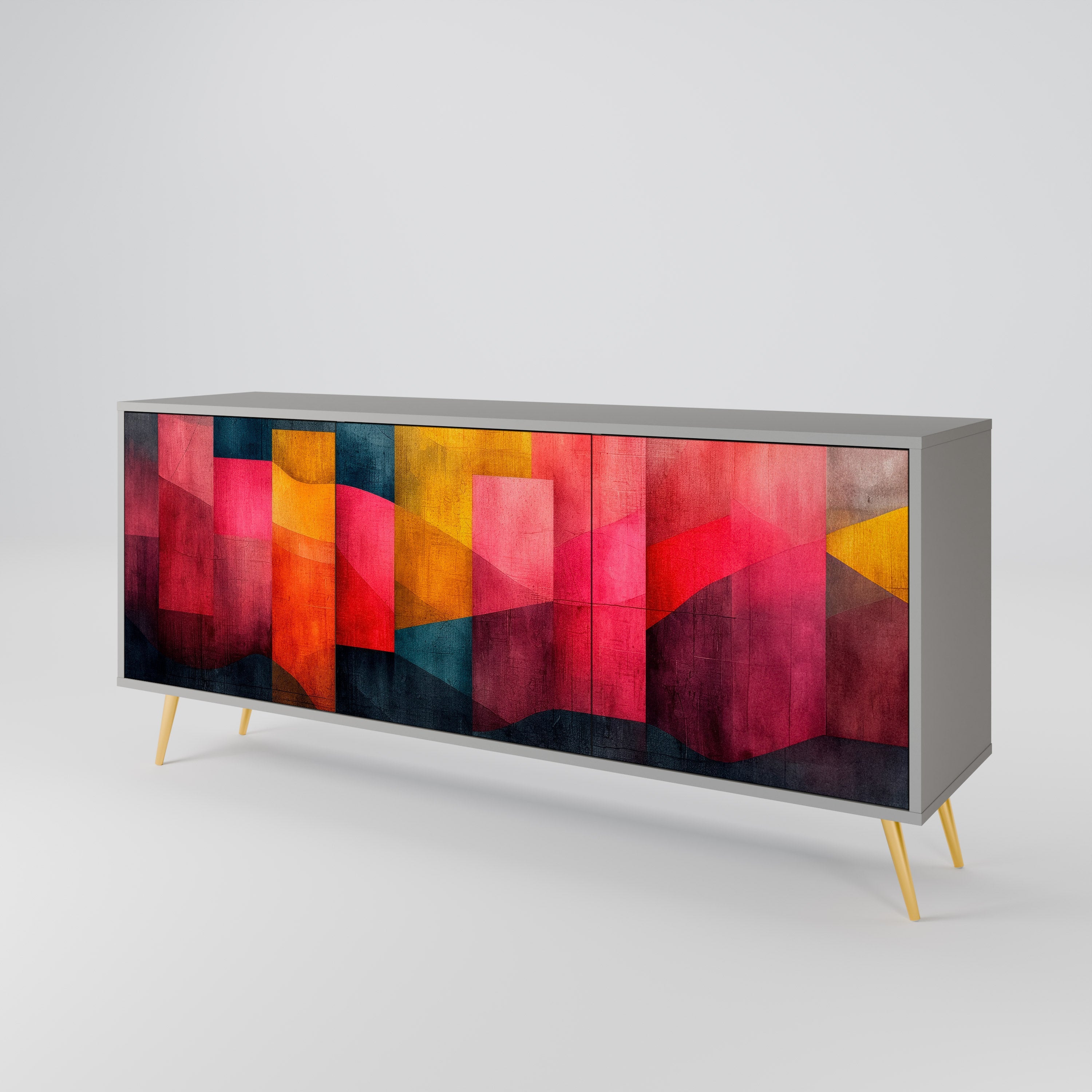 COLORFUL SOUNDS 3-Door Sideboard in Grey Finish
