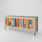 GEOMETRIC SHINE 3-Door Sideboard in Grey Finish